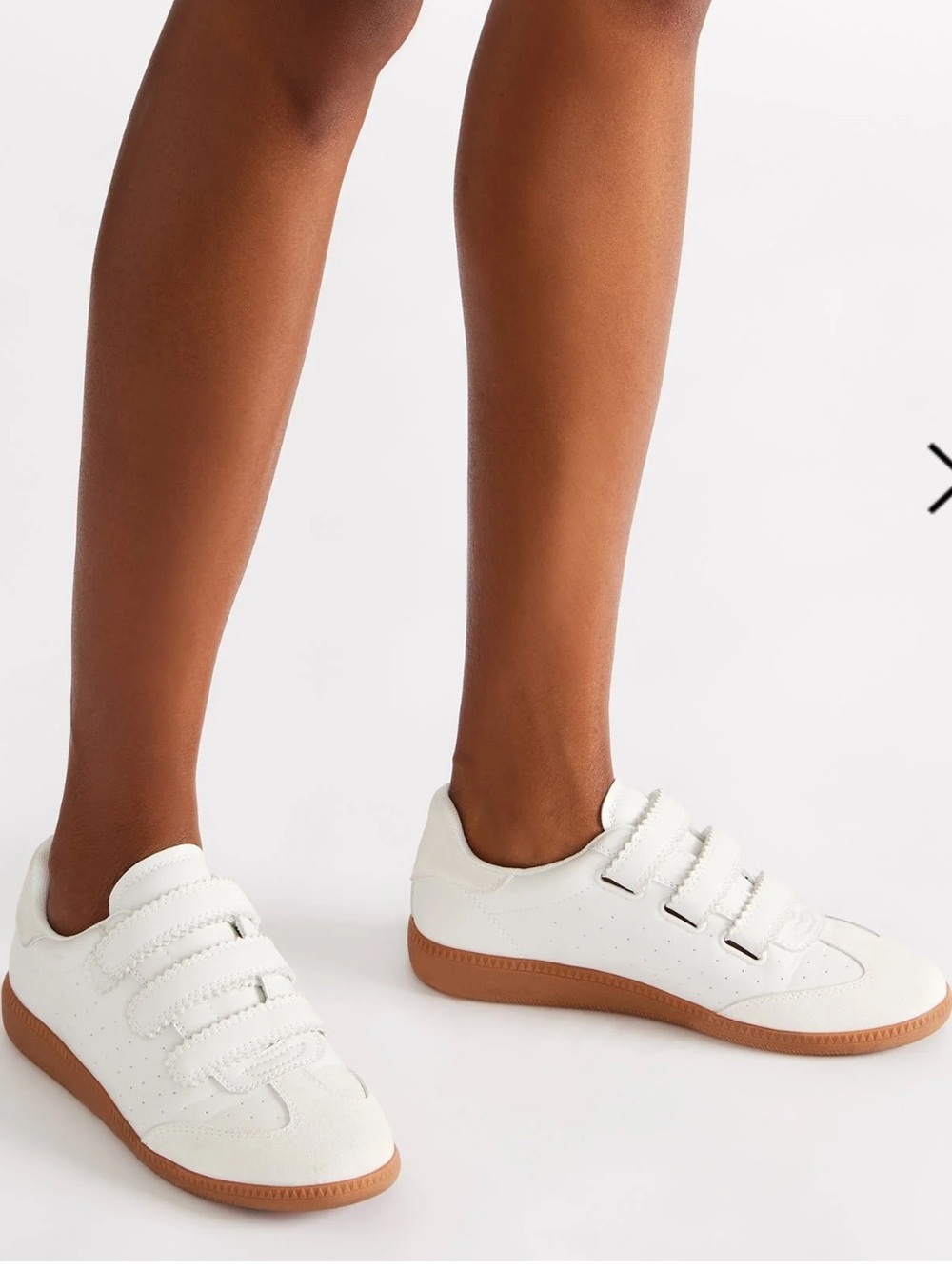 Steve Madden Momentum White Velcro Sneakers Gum Sole Walking Shoes Casual 8.5